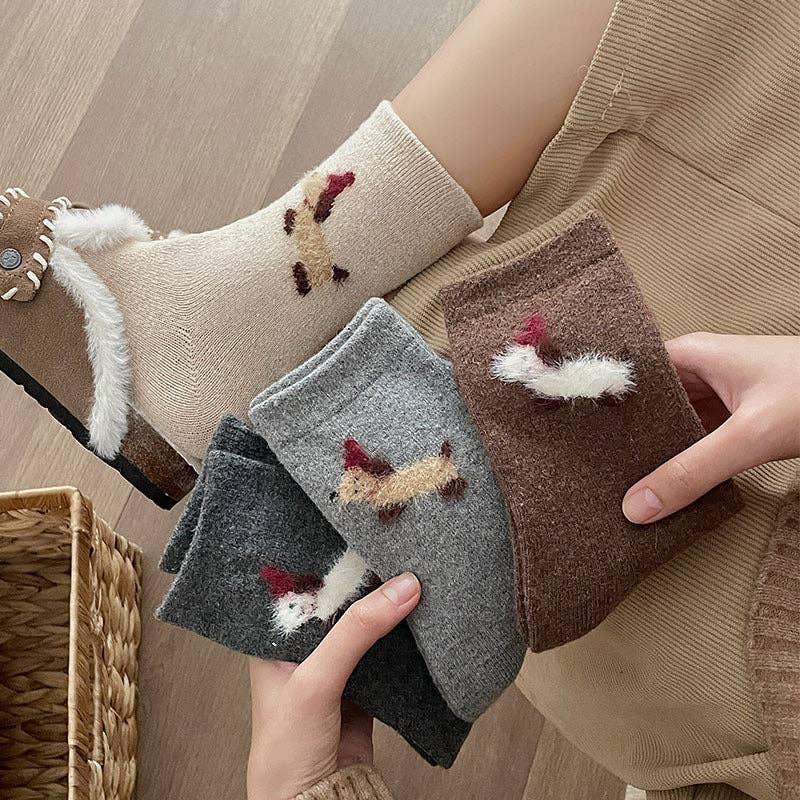 Gohobi （We cover U.S. import duties） - Wholesale Socks - Women's - Gohobi Fleece-Lined Puppy Print Winter Socks4