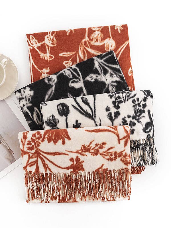 StyleGalX - Vente Écharpe – femme - Châle et écharpe à pompons imprimés de couleur contrastante3