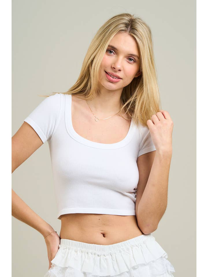 ANWND - Wholesale Knit Top - Women's - 54270 - ROUND NECK SHORT SLV TOP0