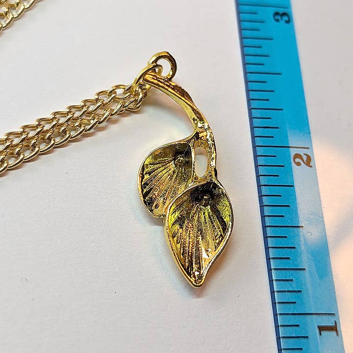 Stylish Jewelry Supply - Wholesale Pendant/Charm Necklace - Gold Double Calla Lily Drop Flowers Necklace2