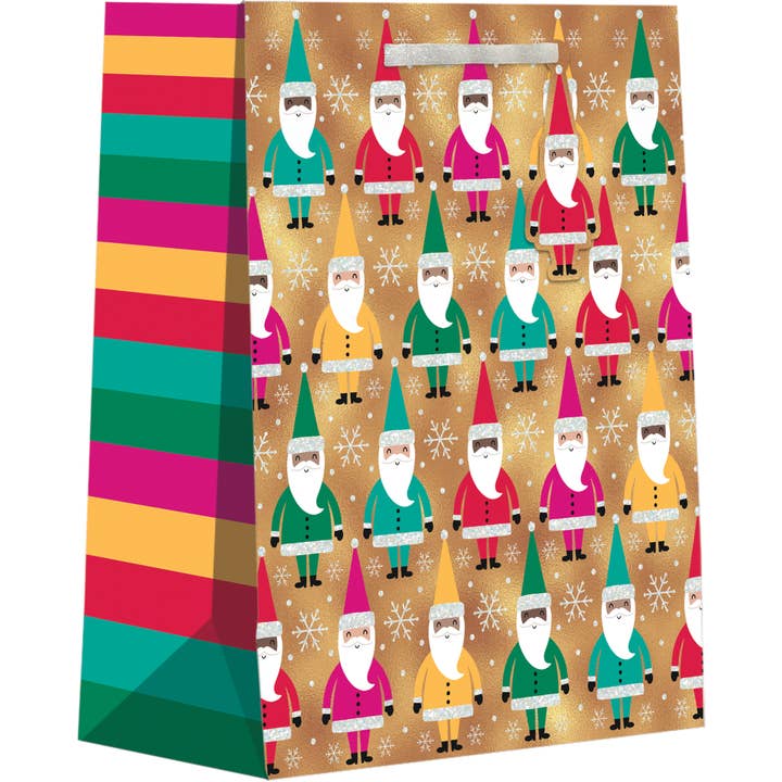 Jillson & Roberts - Wholesale Gift Bag - Bright Santa Gold Totes - Large CLOSEOUT