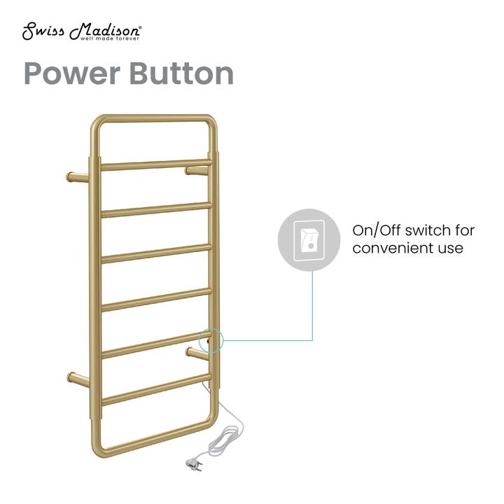 Swiss Madison - Wholesale Towel Holder/Hanger - Ivy 8-Bar Electric Towel Warmer in Brushed Gold5