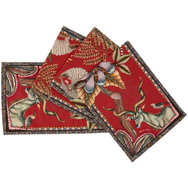 Pangolin Park Table Runner - Royal Red for wholesale by Ngala Trading