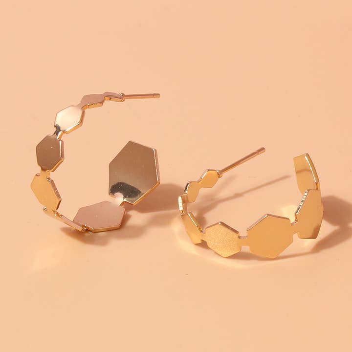 Hexagon Semi Loop in Gold for wholesale by Gemscape UK