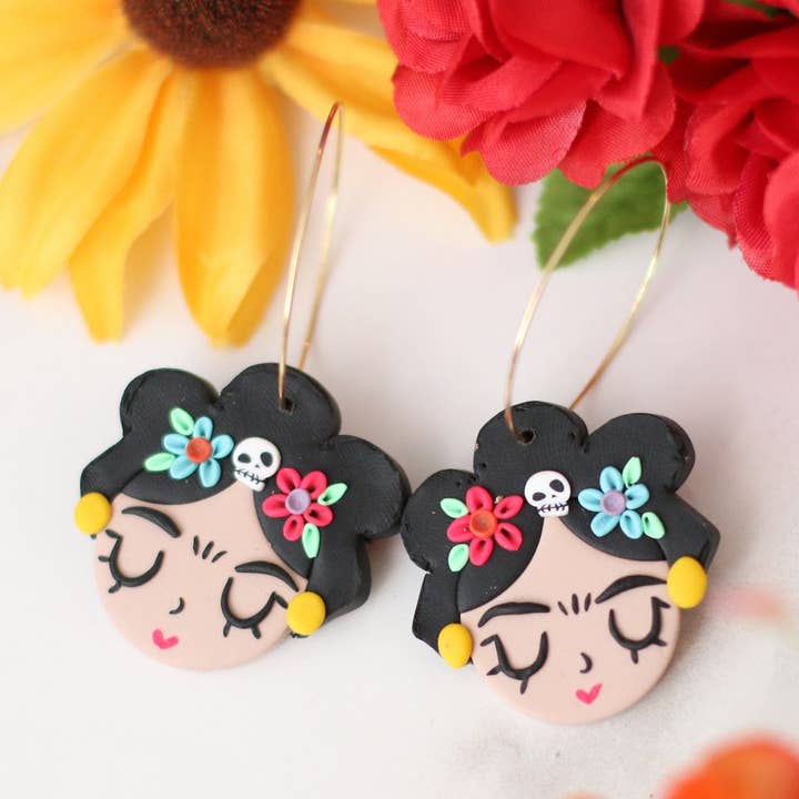 Skye Eclisse Jewelry - Wholesale Dangle Earrings - Day of The Dead Earrings, Frida Kahlo Earrings for Women0