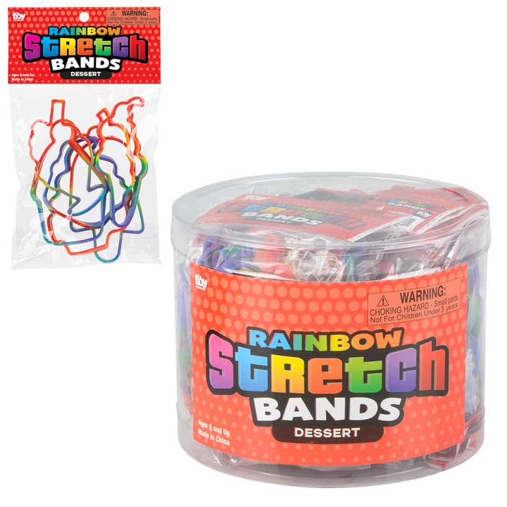 DESSERT RAINBOW SILICONE STRETCH BANDS LLB kids toys for wholesale by La Luna Bella - Toys