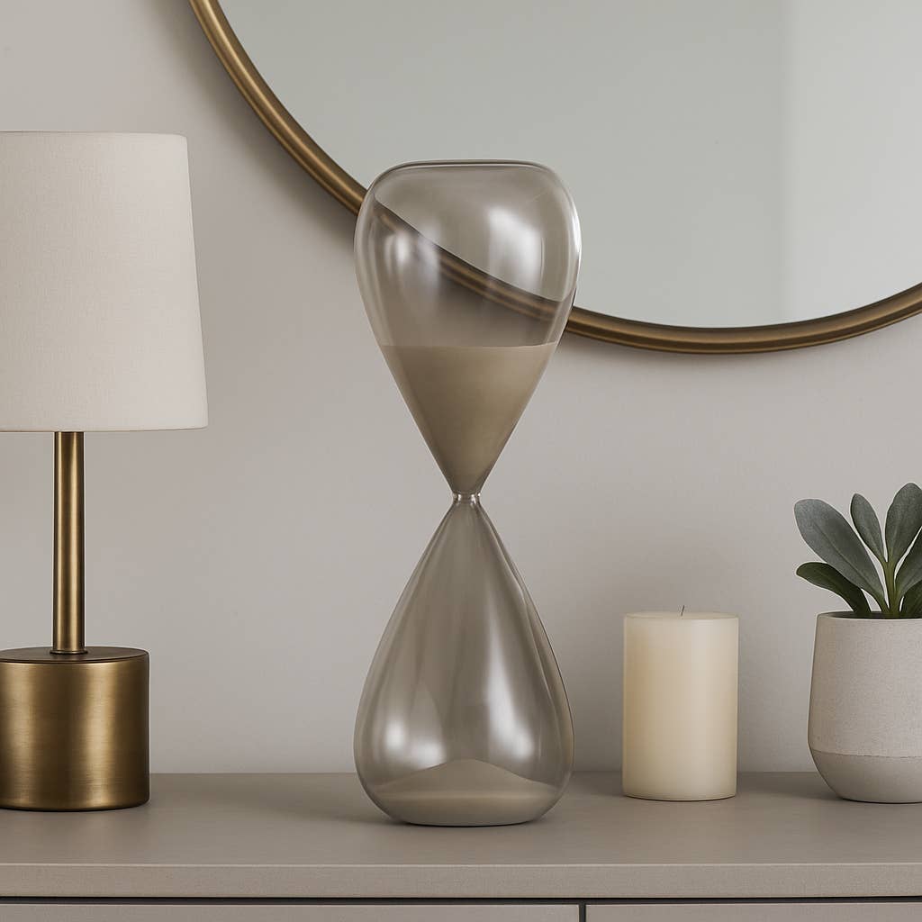 Sagebrook Home - Wholesale Decorative Tabletop Object - Glass Small Teardrop Silhouette Hourglass - Grey, 20 in.2