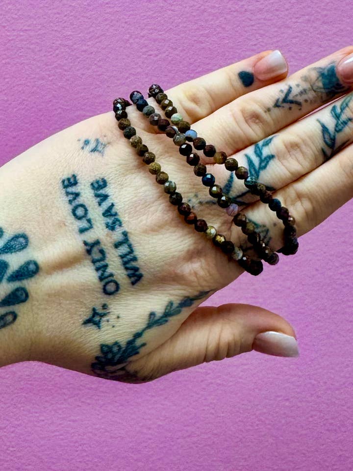 Natural Faceted Pietersite Bracelet 4mm for wholesale by Luxury House of Crystals