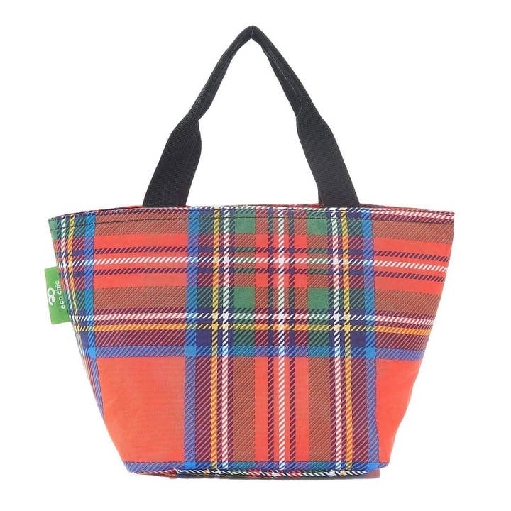 Eco Chic Lightweight Foldable Lunch Bag Tartan for wholesale by Eco Chic