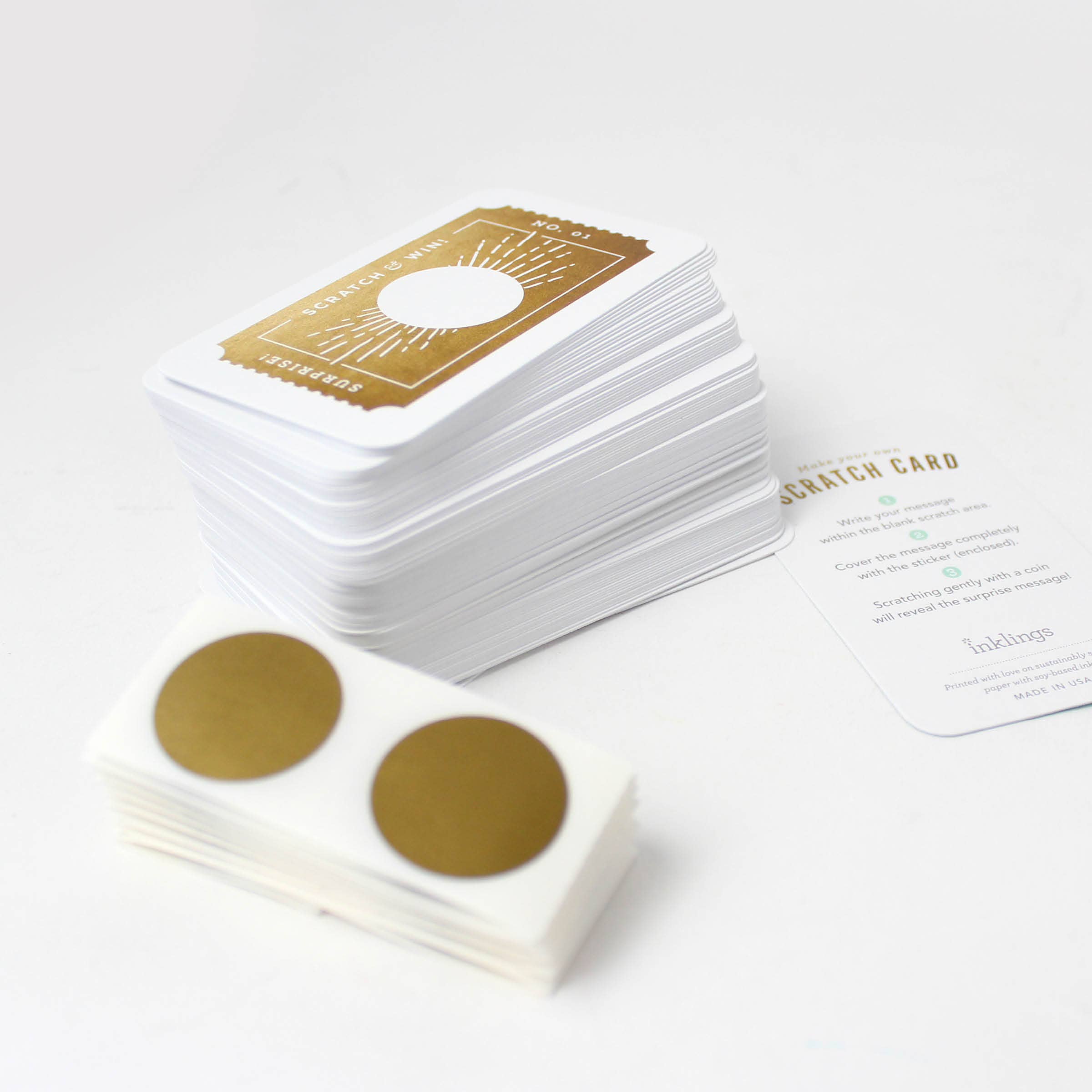 Inklings Paperie - Wholesale Stationery/Notecard Set - 100 Customer Scratch-off Cards - Golden Ticket7