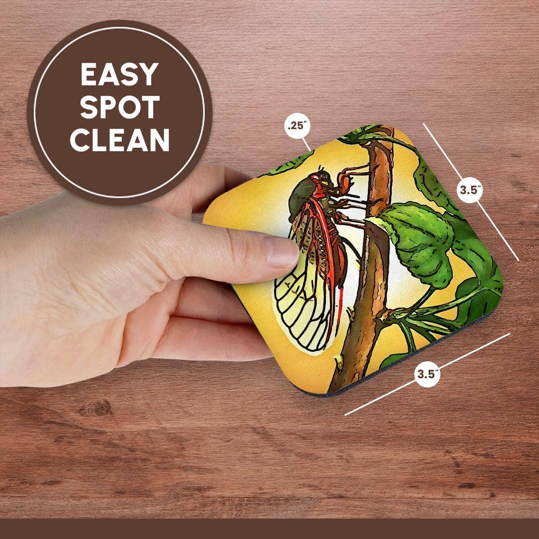 3dRose - Wholesale Coasters - 3dRose, Cicada Insect Black Outline Art, Coaster13