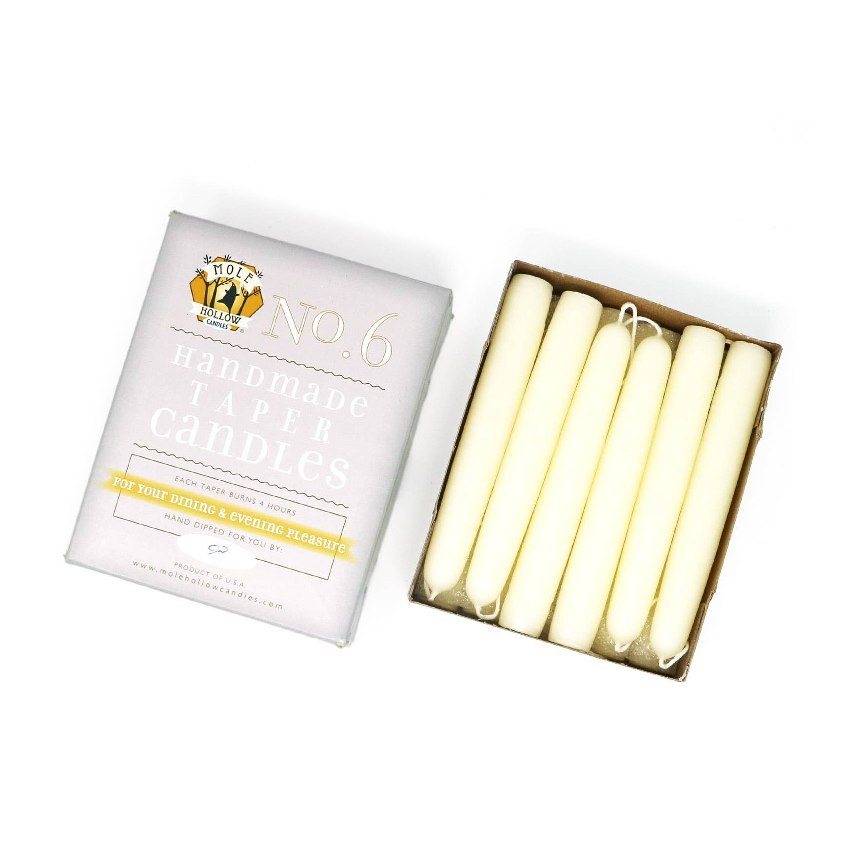 Mole Hollow Candles - Wholesale Tapered Candle/Candlestick - 6" Hand Dipped Unscented Taper Candles - 39 Colors USA Made2