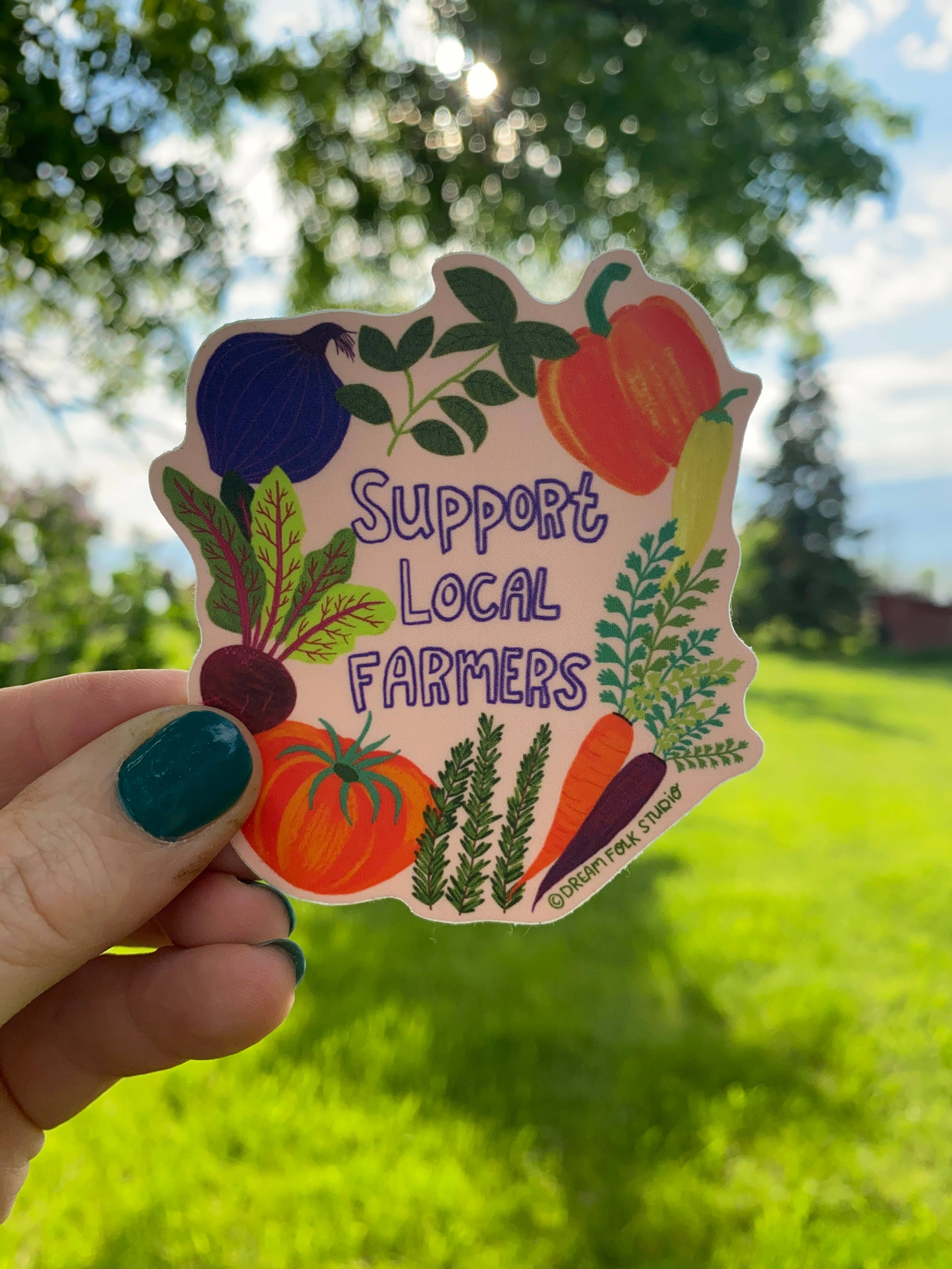 Dream Folk Studio - Wholesale Sticker - Support Local Farmers Sticker - Farmer's Market - Vegetables1