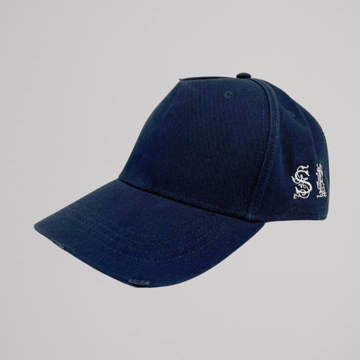 Blue Embroidered Blue Cap for wholesale by Stefano Ferrami Studio