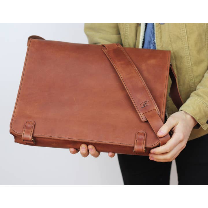 Mens Leather Laptop Bag For 13 Macbook for wholesale by Pol Leather Studio