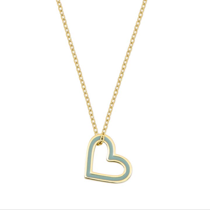 Enamel Open Heart Charm Necklace - Gold Plated for wholesale by Coral & Mint