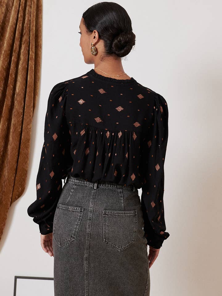 Garance Paris - Wholesale Blouse - Women's - Embroidered feather blouse - PERLE