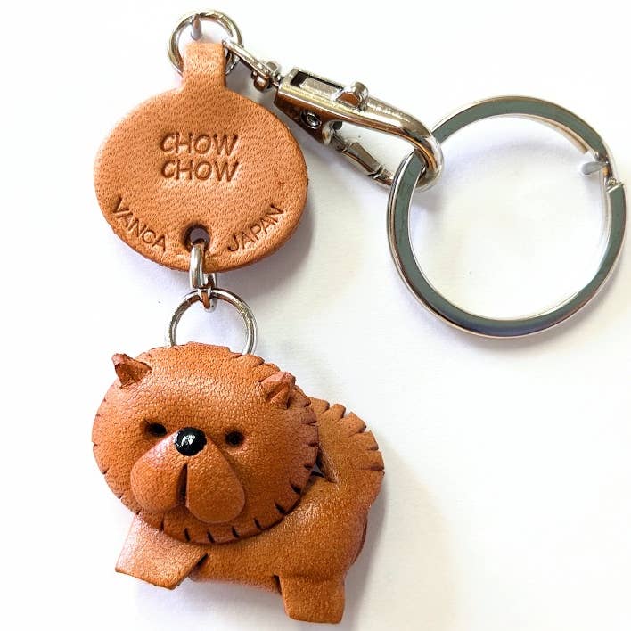 Chow Chow Leather Dog Pet Handmade Keychain Charm Accessory for wholesale by VANCA CRAFT