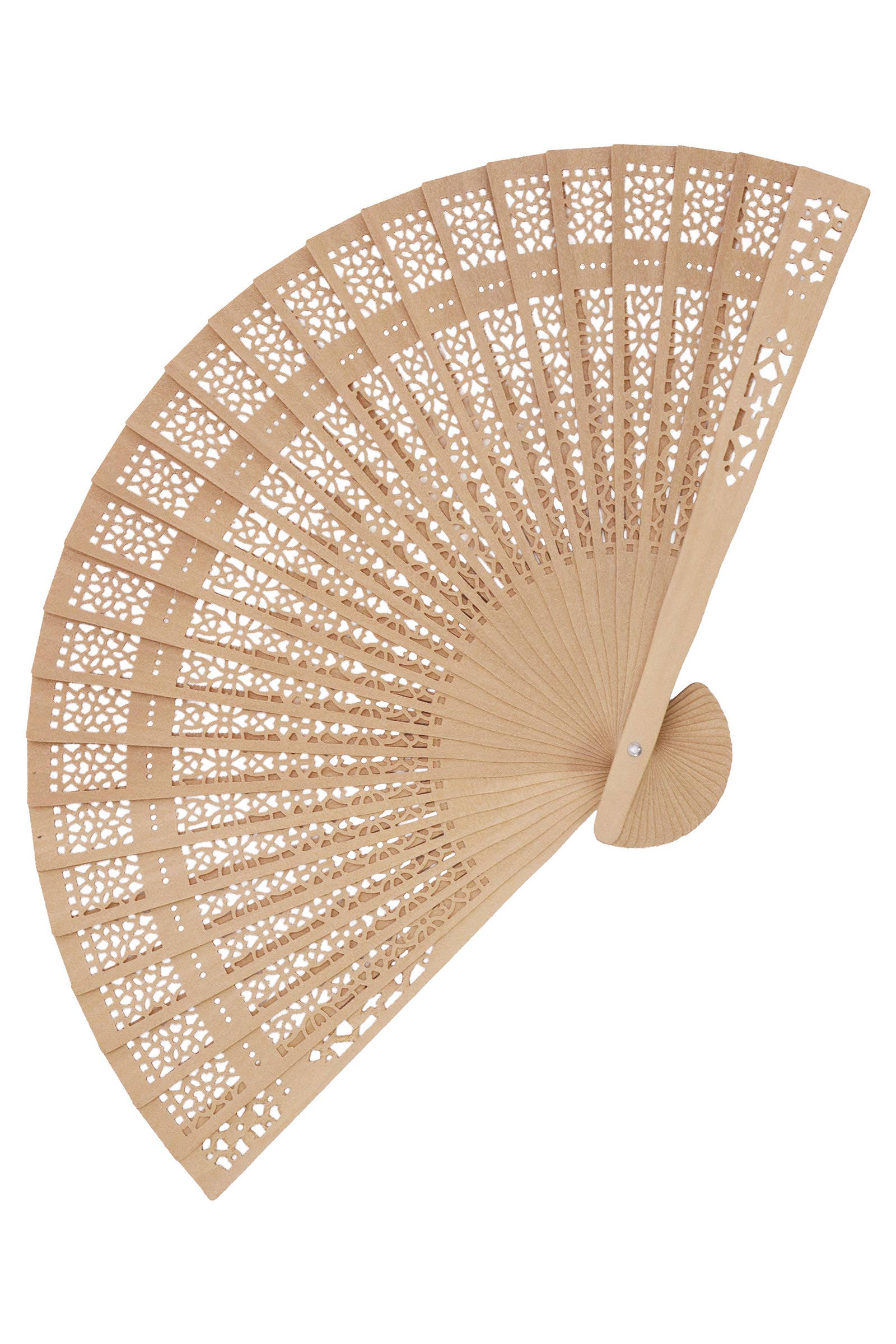 WIE GEZEIGT Hohle, lasergravierte Holz-Handfächer zum Falten – ohne Box für den Großhandel auf Faire2