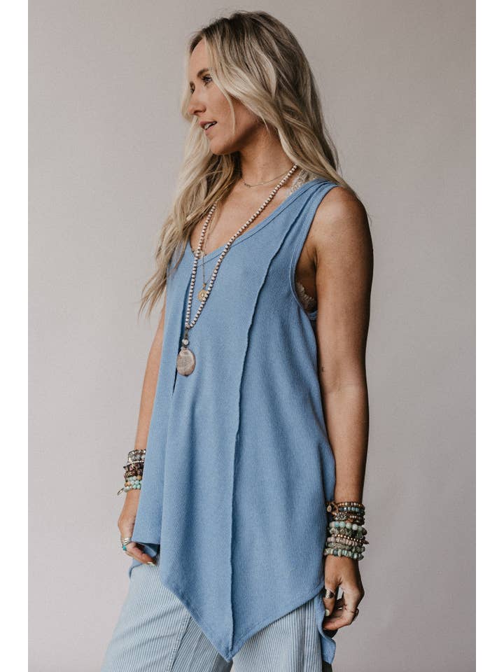 Blue Drift Away Top - Denim for wholesale on Faire