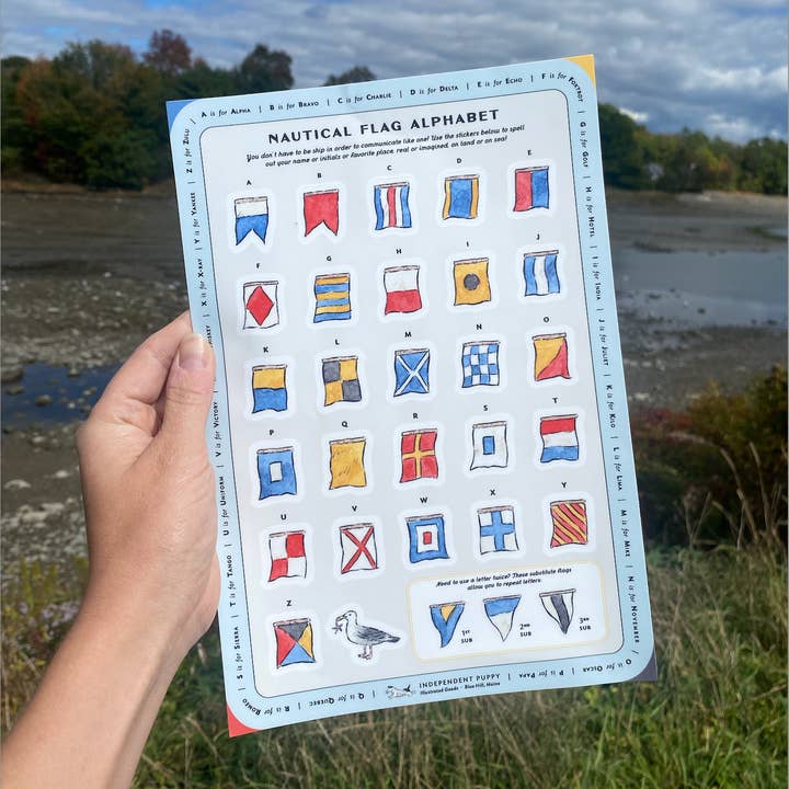 Mini Nautisk Flagalfabet Klistermærkeark | 19 x 28 cm for engroshandel hos Independent Puppy