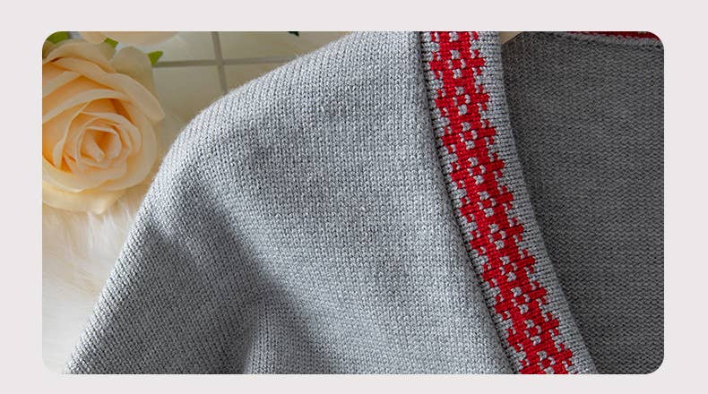 Gray Button-Front Knit Cardigan for wholesale on Faire4