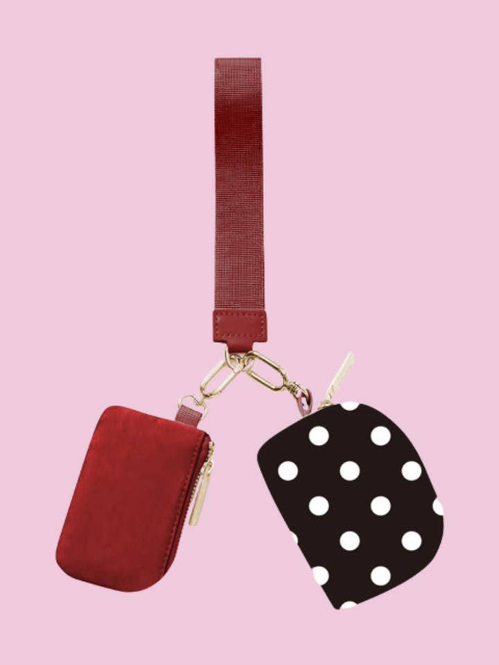 Double Pouch Wristlet- Polka Dot for wholesale by Jess Lea
