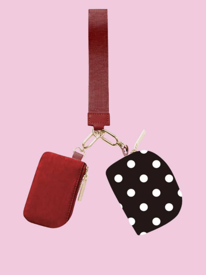 Double Pouch Wristlet- Polka Dot for wholesale by Jess Lea