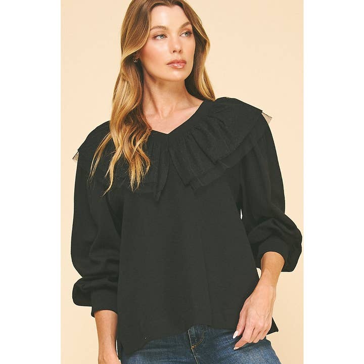 Sweat-shirts en molleton français à col en V avec détail en dentelle pour la vente par LIME N CHILI