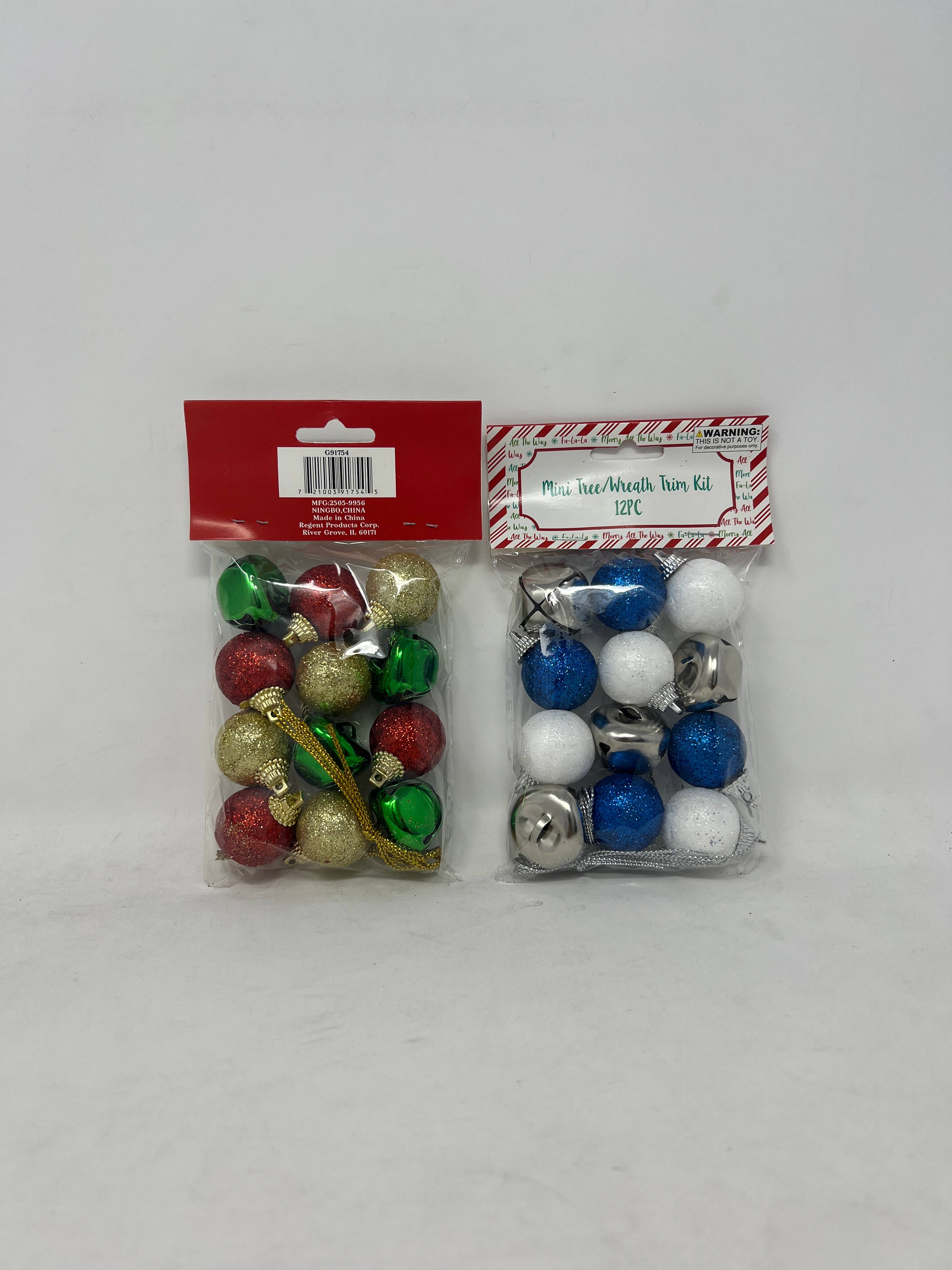 USA HomeMax - Wholesale Christmas decoration - 12pc Mini Tree Wreath Trim Kit Assorted Colors