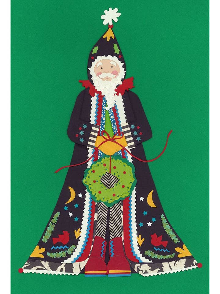 Santa Card - Green Backgound for wholesale by Iddy biddy boo design