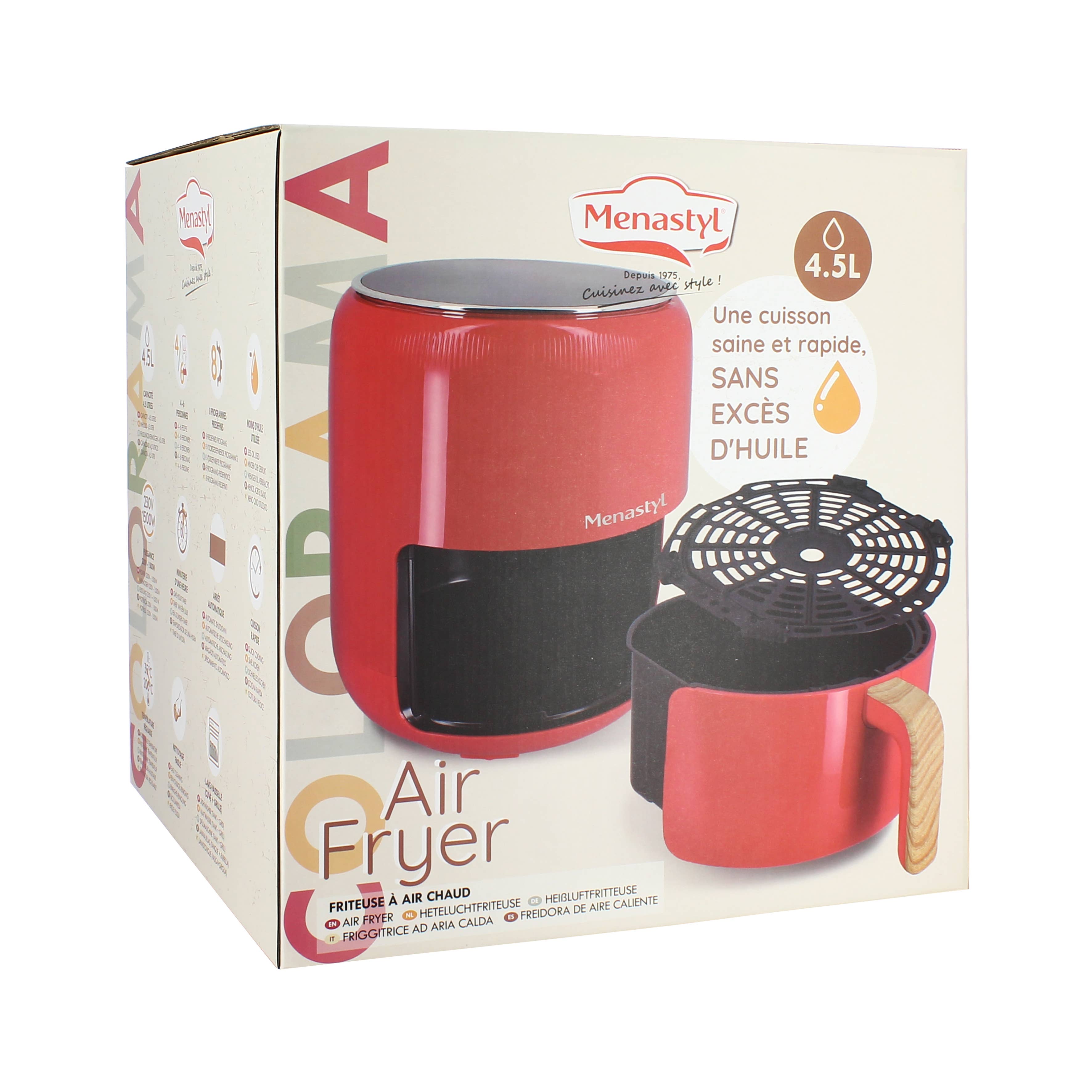 Menastyl - Wholesale Kitchen Appliance - Oil-free fryer 4.5l colorama magenta wood effect handle6