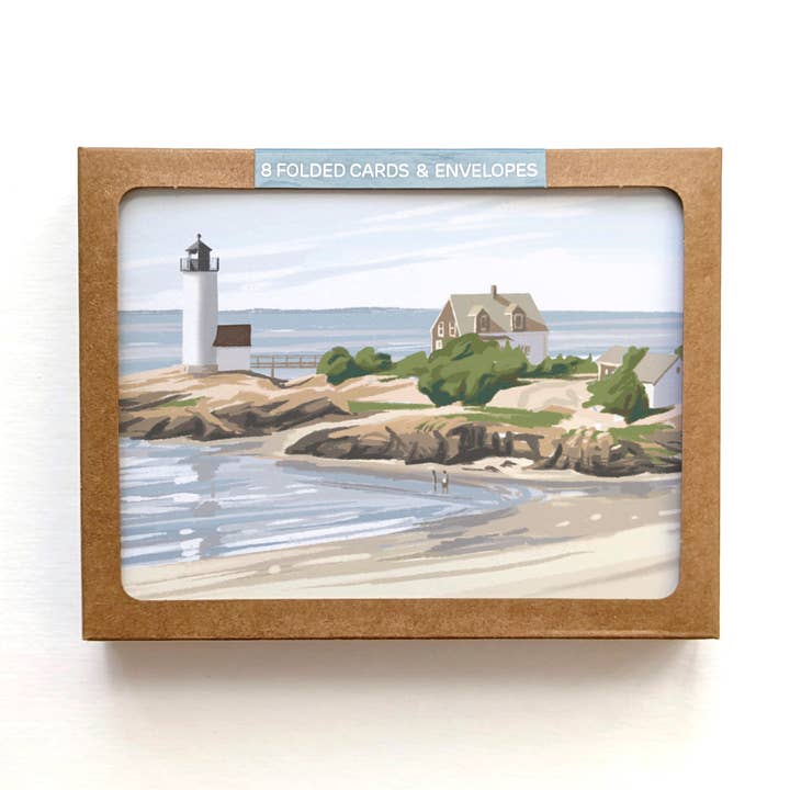 Annisquam Harbor Light, Massachusetts Notecard Boxed Set for wholesale by Kat Maus Haus Illustration