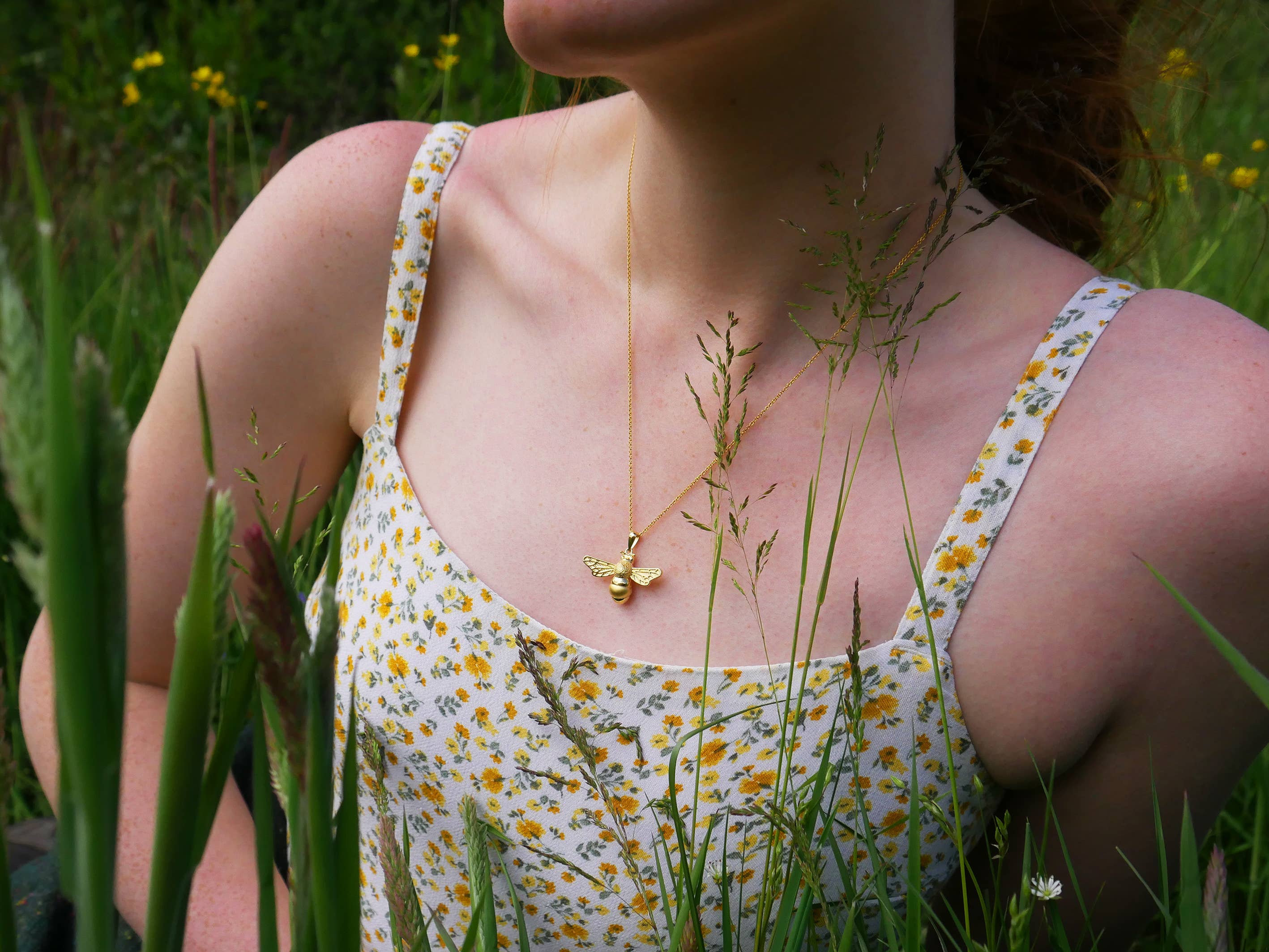 In The Heather - Wholesale Pendant/Charm Necklace - Scottish bumble bee necklace in sterling silver2