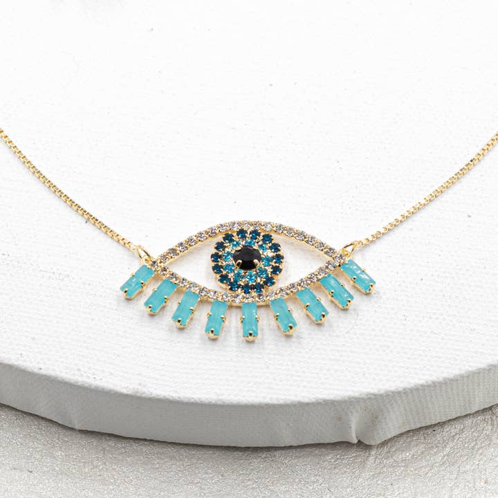 Cherie by Cherie – Großhandel Kette mit Anhänger/Charm – Türkis Evil Eye Halskette5