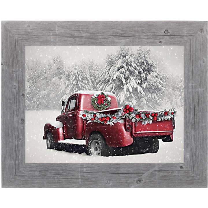 Winter Wonderland By Lori Deiter Framed Snow Red Truck Art for wholesale by Summer Snow Art