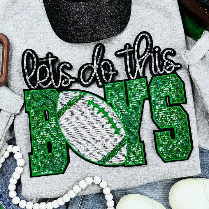 Let's Do This Boys Green/Silver Sequins Patch for wholesale by Trendy Transfers