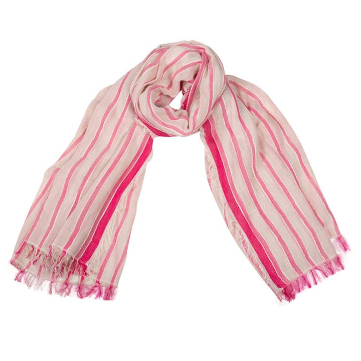 Pañuelo a rayas Elouise Pink XXL para venta al por mayor de Shirin Sehan