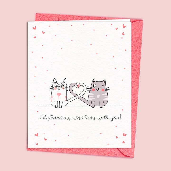 Funny Cat Valentine's Day Card for wholesale by Wee Birdy