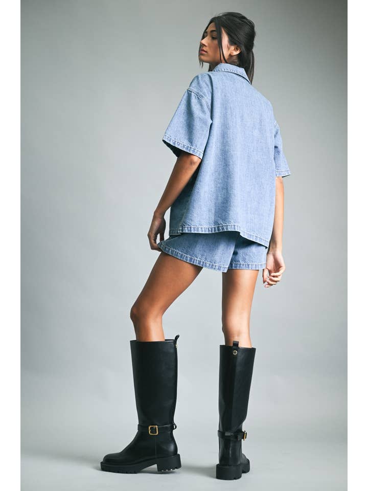 Wishlist Apparel - Vente Chemise – femme - CHEMISE EN JEAN À BOUTONS / WL25-11256T6