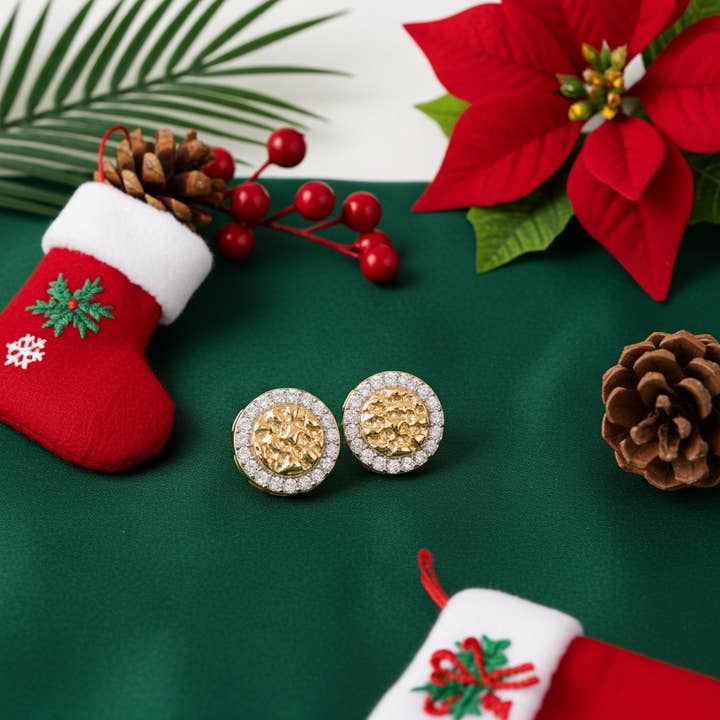 King of Bling's 1.50ct Moissanite Yellow 925 Sterling Silver Women's Circle Shape Nugget Earring for wholesale by KING OF BLINGS