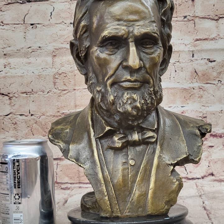 Bronzhaus - Wholesale Sculpture - Abraham Lincoln Bronze Metal Presidential Bust Sculpture Statue on Marble Base
