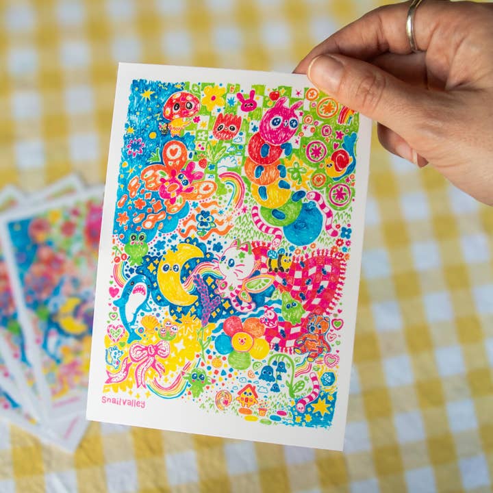 Snail Valley – wholesale Art print – Colourful Whiteboard Artwork A5, A6 Print6