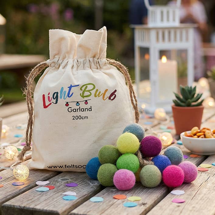 Handmade Felt Lightbulb Garland Home Decoration for wholesale by Felt So Good