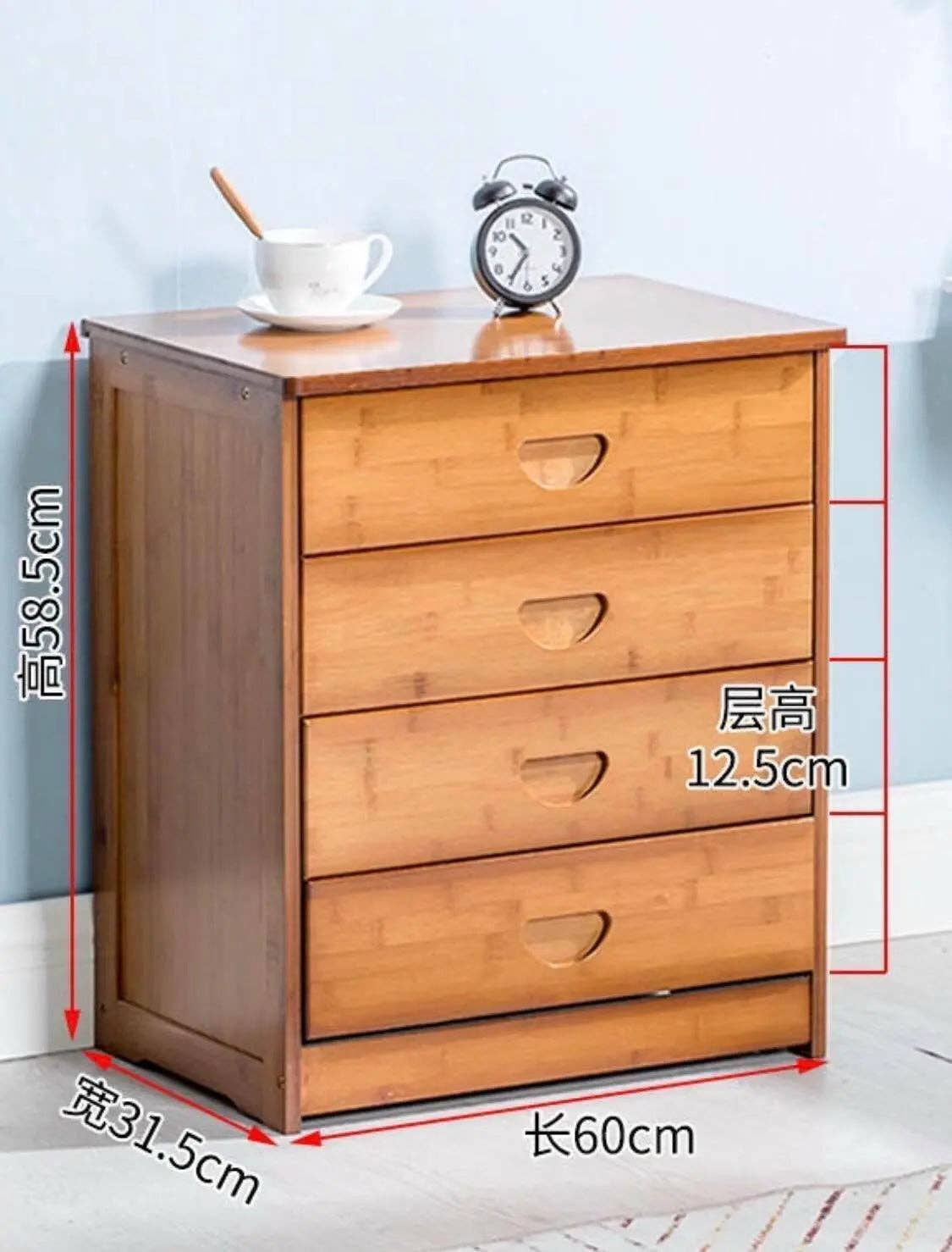 everythingbamboo - Vente Armoire - Commode moderne en bambou massif avec tiroirs pour chambre, choix élégant de rangement1