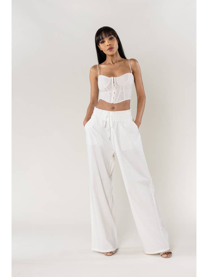 Nina Carter - Wholesale Pants - Women's - Nina Carter linen-style pants with elastic waistband A001