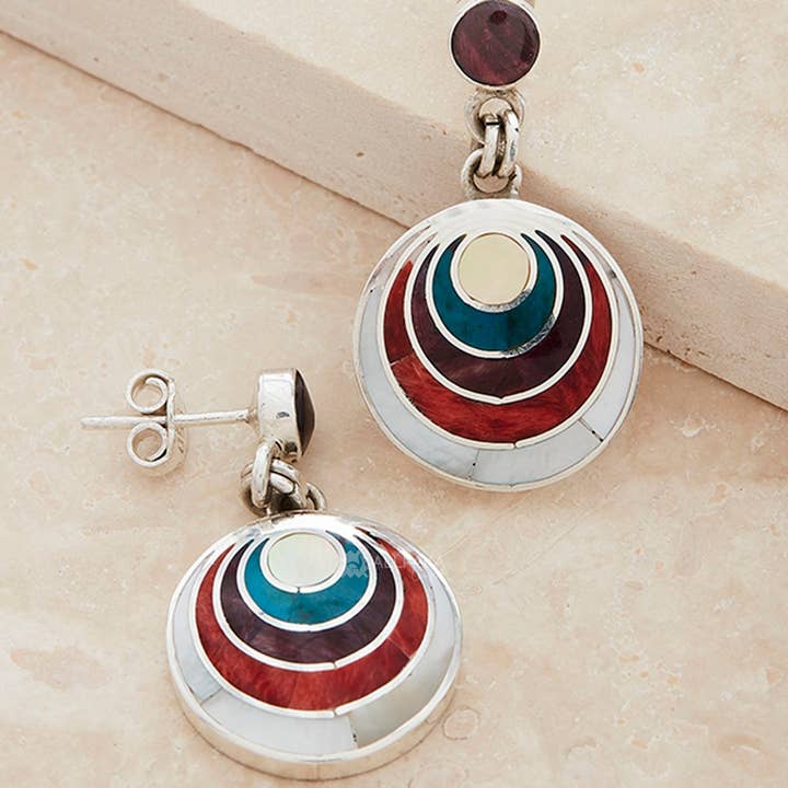 Pachamama 950 Silver Handmade Dangle Earrings With Stones for wholesale by Allpaka