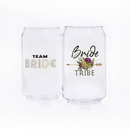 CUISIVIN - Wholesale Drinking Glass/Cup - Beer Can 16oz - TEAM BRIDE PRINT (set)