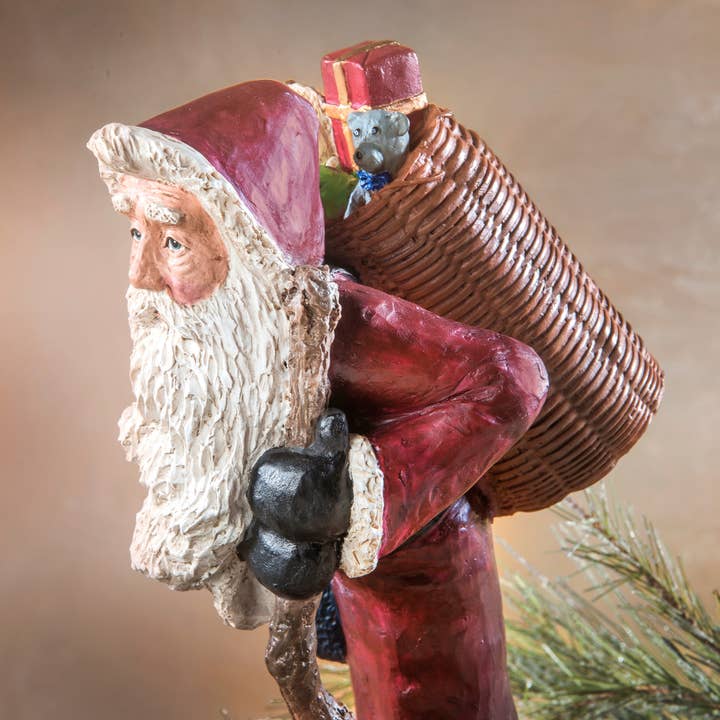 J Devlin Glass Art & Bert Anderson Collection - Wholesale Christmas Decoration - Woodland Santa Figuine - Red - By Bert Andrson- MB 30