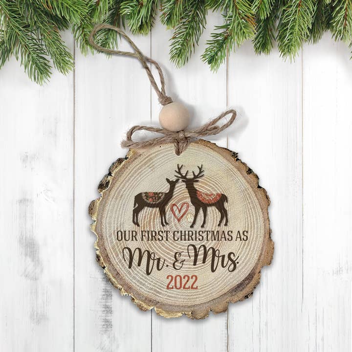 Onze eerste kerst rustieke boerderij herten wood slice ornament voor wholesale door ZA Handmade Wholesale